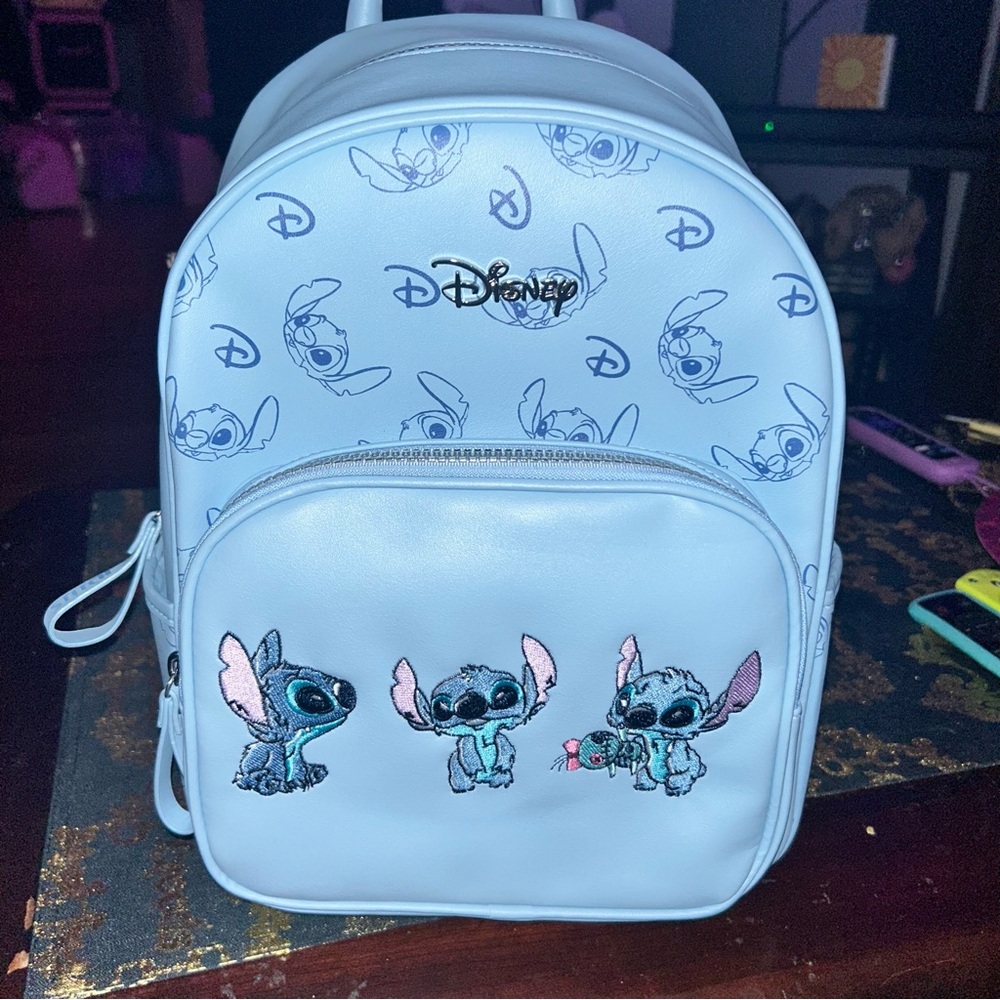 Disney Stitch Small medium sized faux leather Backpack.